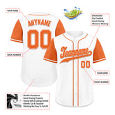 Custom White Orange Raglan Sleeves Personalized Authentic Baseball Jersey BSBJ01-D020200-3